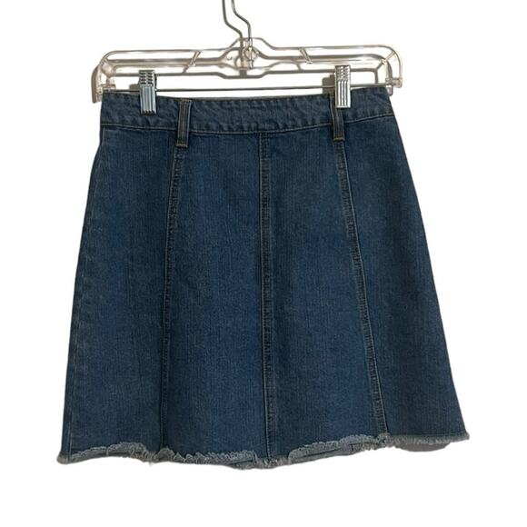 Harper Skirt Women S Denim Button Front 90s Mini High Waist Collegiate Preppy - Picture 2 of 4